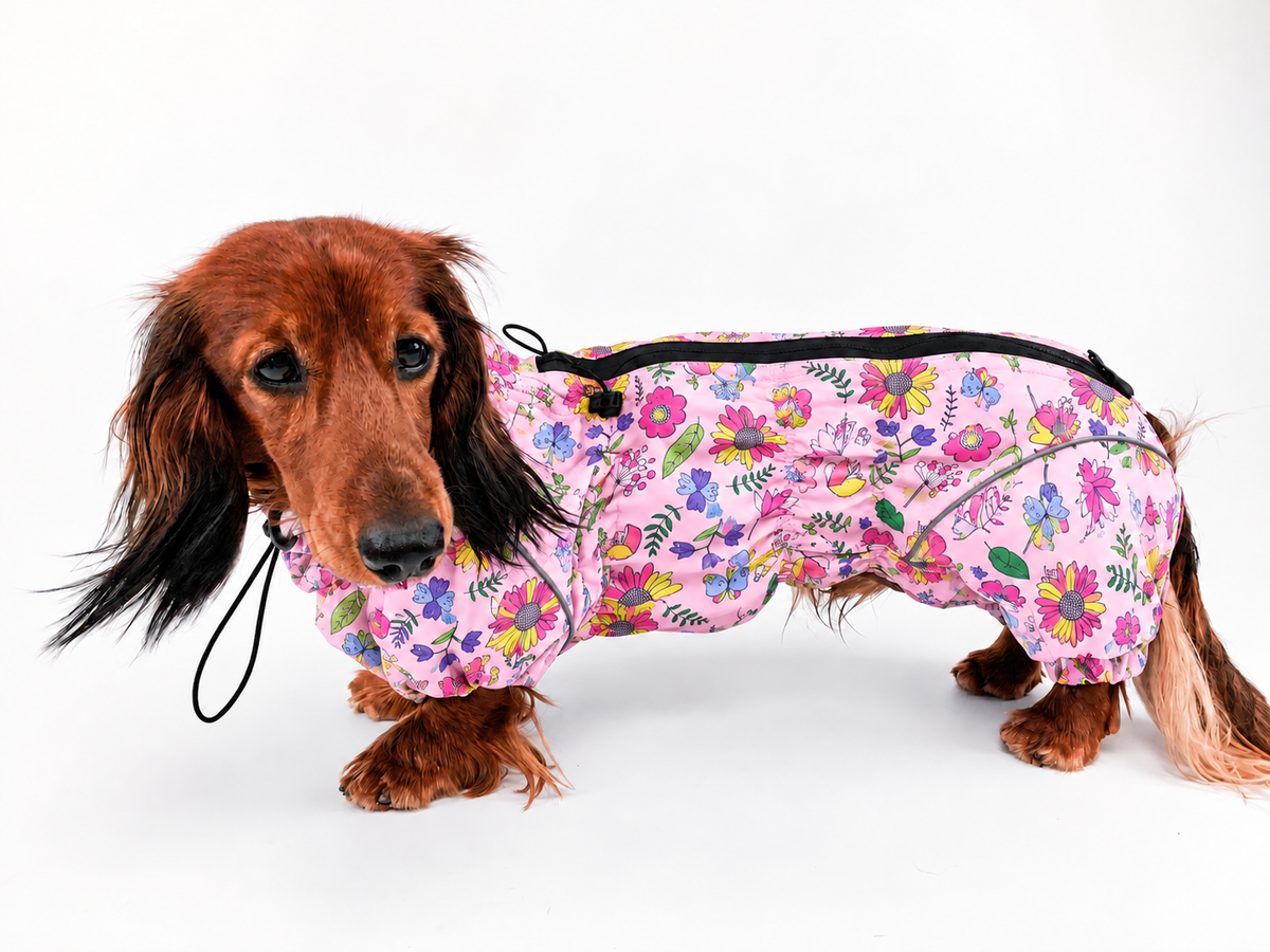 Waterproof Dog Raincoat "Flower Power" | Floral Print, 29 Sizes