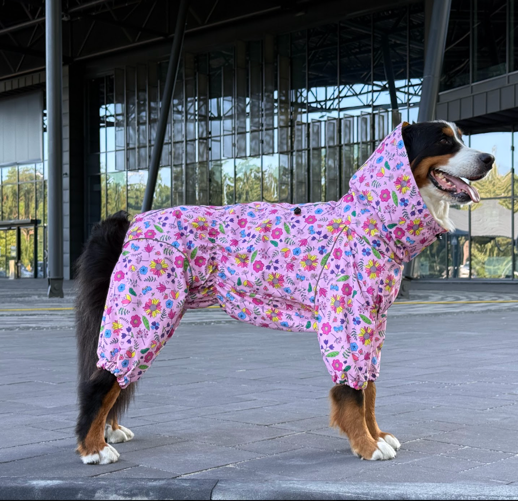 Waterproof Dog Raincoat "Flower Power" | Floral Print, 29 Sizes