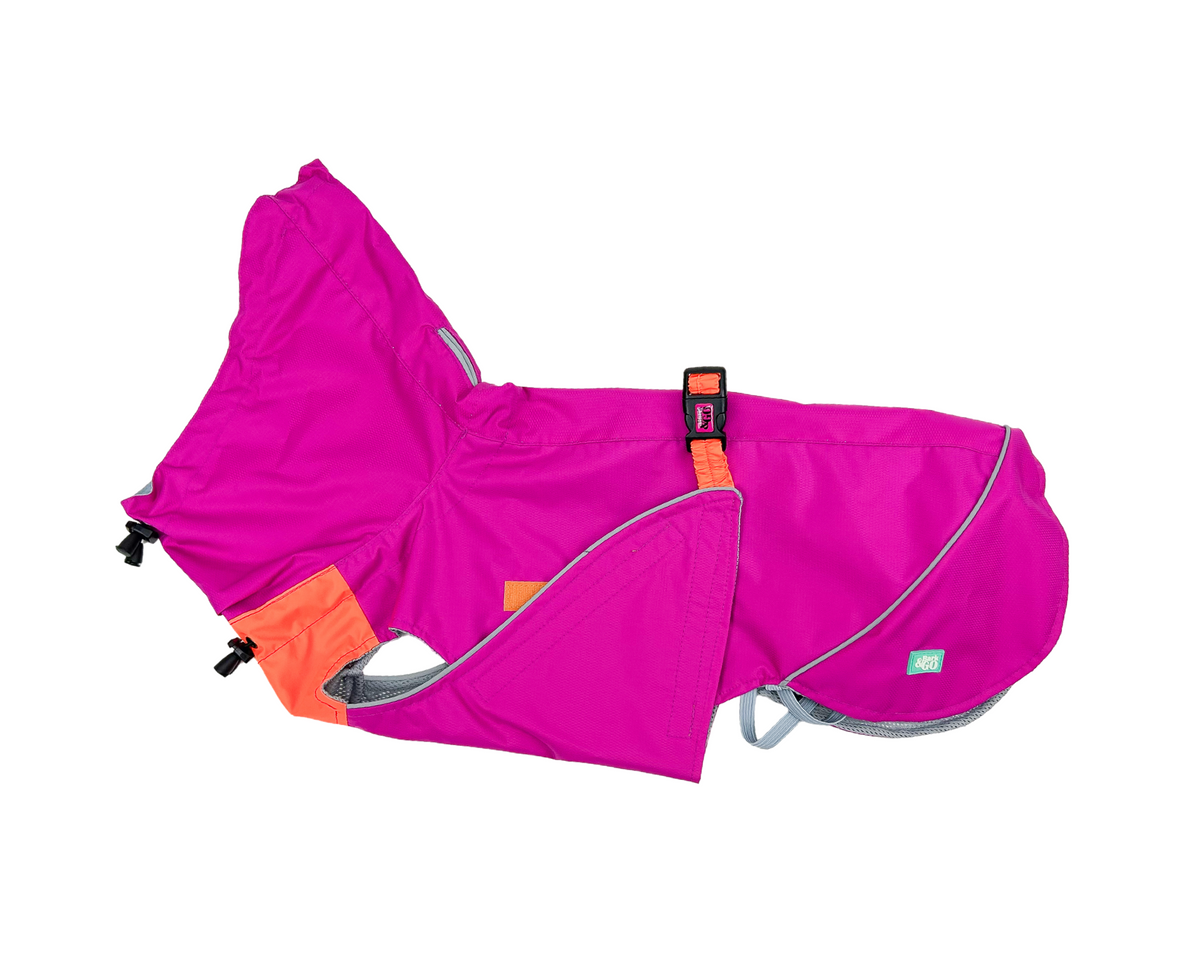 Sleeveless Dog Raincoat "Perfect Match" | Pink or Blue, 24 Sizes