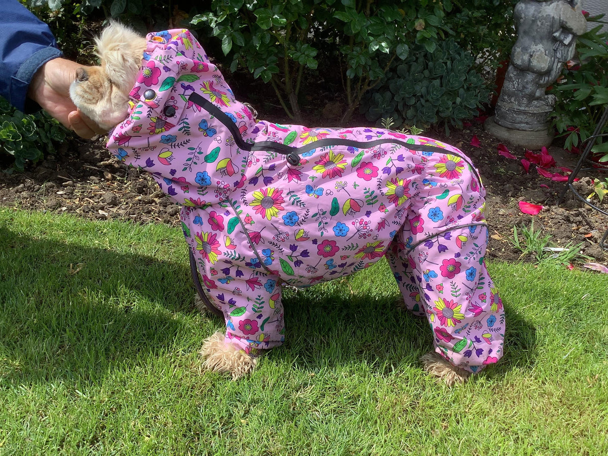 Waterproof Dog Raincoat "Flower Power" | Floral Print, 29 Sizes